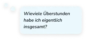 Sprechblase mit dem Text: Wieviele Überstunden habe ich eigentlich insgesamt?
